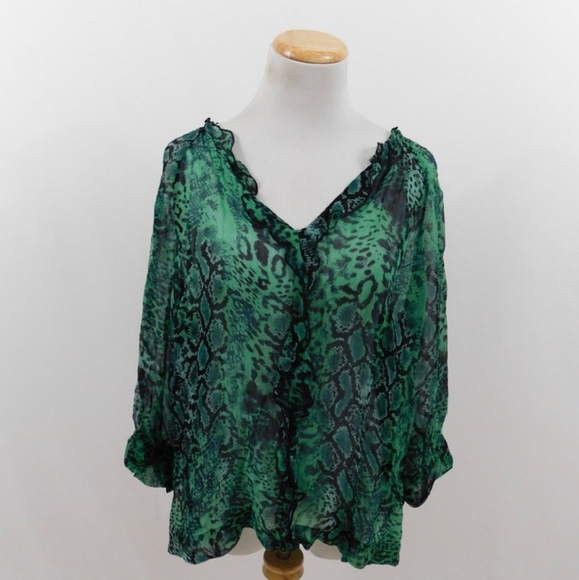 Ba&sh Rick Ruffled Animal Print Top - Picture 2 of 4